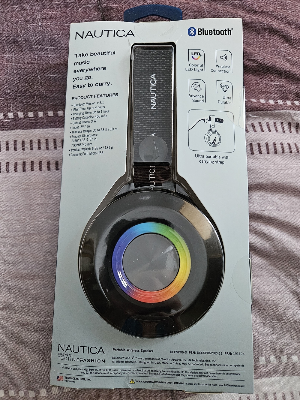 Nautica Bluetooth Portable Speaker with Colorful LED Ring - Picture 2 of 4
